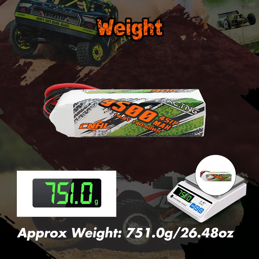 CNHL RC Lipo Battery 4S 14.8V 5200mAh 6200mAh 9500mAh Battery With EC5 QS8 8mm Bullet For RC Car Truck Tank Buggy Boat Airplane 5