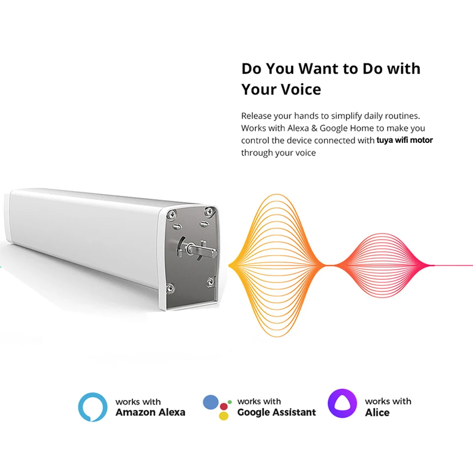 S01ae605018f34e3a9afdfb54b8895e2bE Tuya Newest shorter Smart WiFi engine Motorized curtain cornice Intelligent Track curtain motor Support Alexa Google home Alice Mallzona