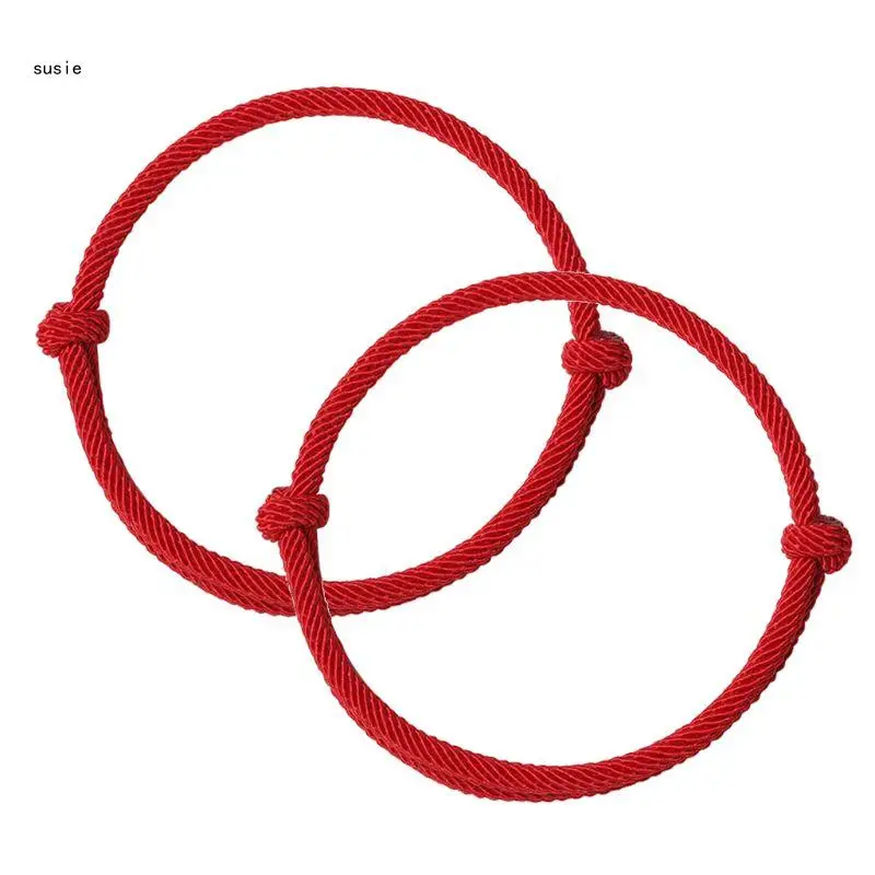 

X7YA 2Pcs Handmade Lucky Kabbalah Red String Adjustable Bracelets for Men Women