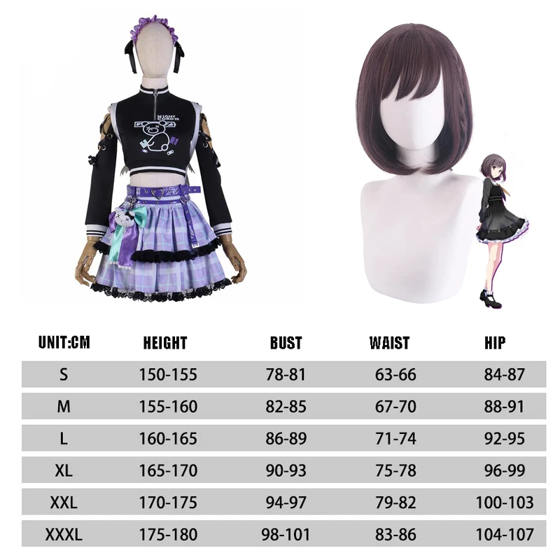 

Project Sekai Colorful Stage Shinonome Ena Cosplay Costumes Wig Skirt Girl 25-ji Nightcord PJSK Halloween Party Daily Girls Suit