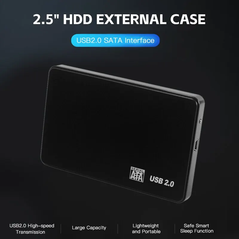 HDD Enclosure USB 2.0 HDD External Hard Drive Case 2.5 Inch Plastic SATA Enclosure SSD High Speed Transmission Support Window Mac Android