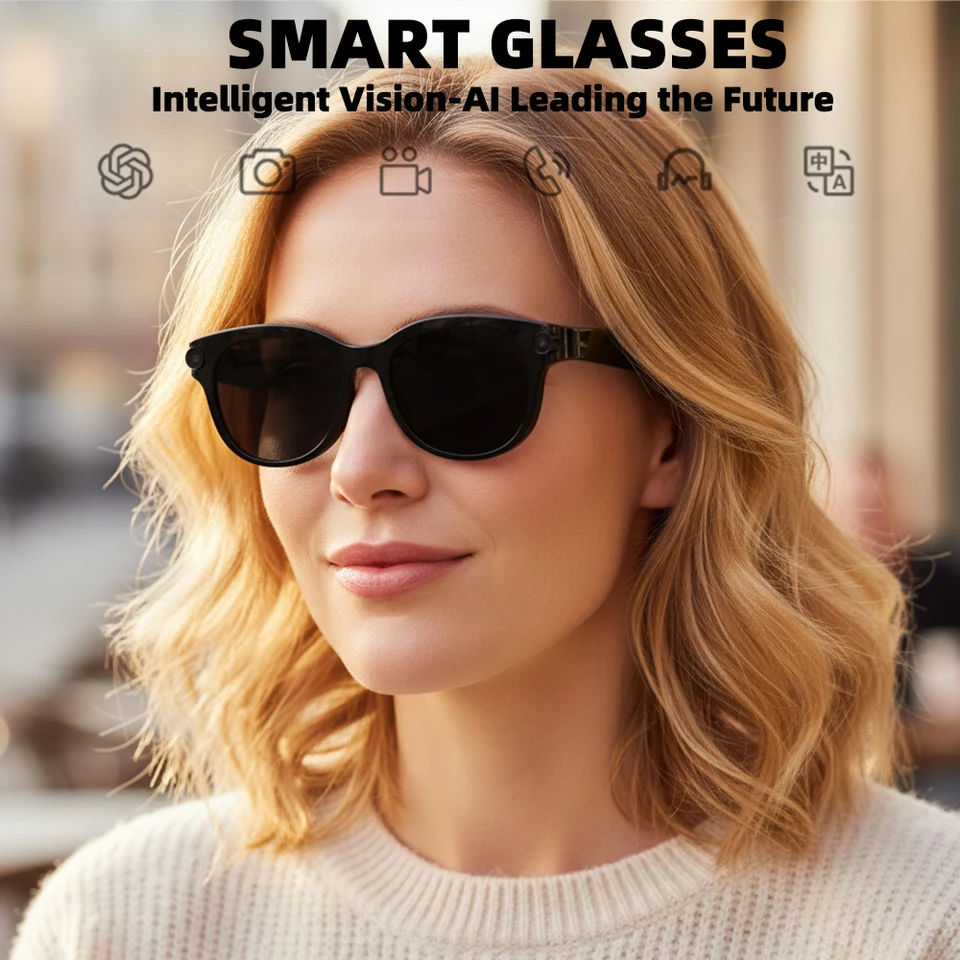 SENBONO Smart ChatGPT Realtime Vertaling Spraakassistent AI Beeldherkenning Wi-Fi-transmissie Unisex Bril_voghion.com