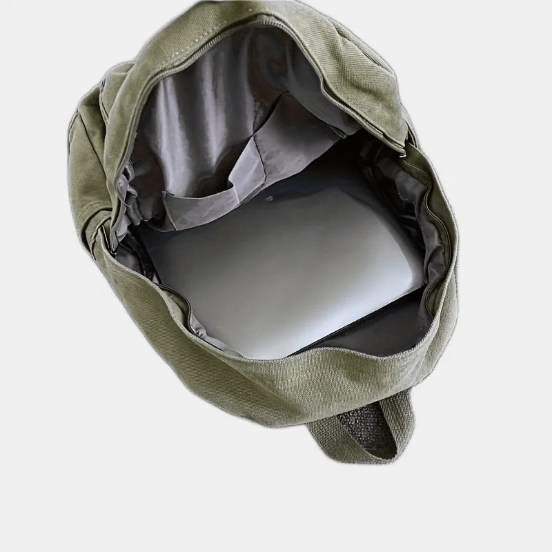 Vintage Simple Backpacks Large Capacity Canvas Schoolbag Multiple Pockets Travel Backpacks Unisex