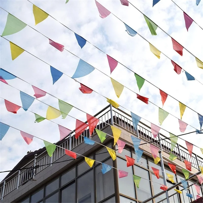 Colorful Flags 30/40 Meters Banner Garland Outdoor Birthday Wedding Festival Pennant String Flag Home Garden Decoration 50/60pc burlap linen bunting flags birthday banner paper birthday banner paper garland jute triangular banner party decorations triangular flags