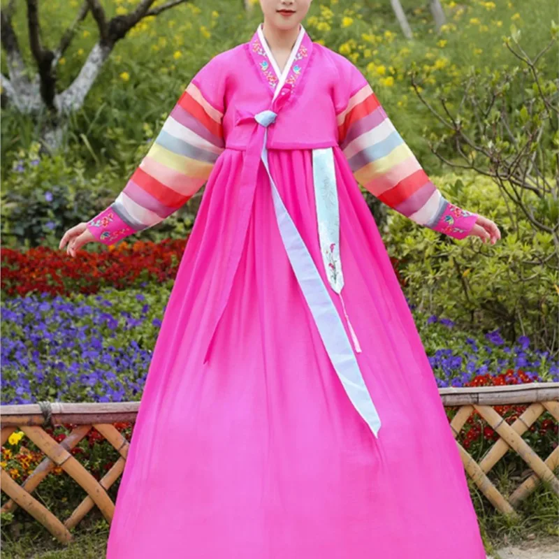 

Hanbok Women's Korean Traditional Dress Ethnic Suit Dancing Photo Shoot Performance with Hair Band Crinoline