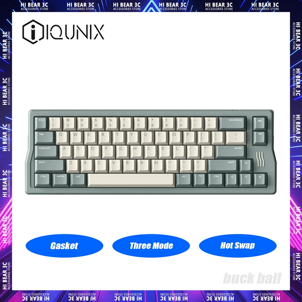 

IQUNIX Q66 Wireless Mechanical Keyboard Three Mode Hot Swap Gaming Keyboard Gasket RGB PBT Keycaps Ergonomics Pc Gamer Laptop