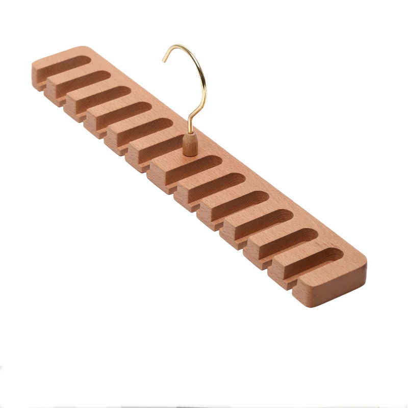 1pc Multifunctional Solid Wood Belt Storage Rack For Hanging Ties, Belt And Scarf Hanging Rack 5