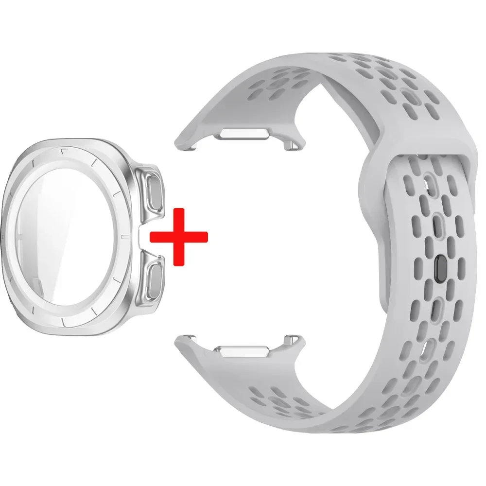 Silicone Sport Watchband with Tempered Glass Cover