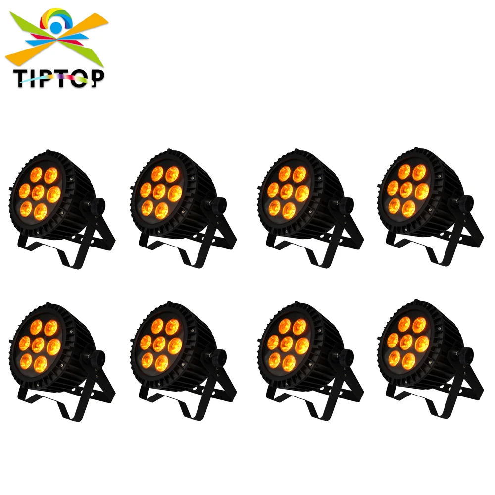 

8 Pack 7x18W 6IN1 Waterproof Led Par Cans Rain Resist IP65 Power DMX IN OUT Cable Color Gradual Fade Jump Change