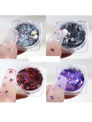 Butterfly Sparkle Nail Art Glitter Set - Four Vibrant Colors - 25g (4se3ghudie)