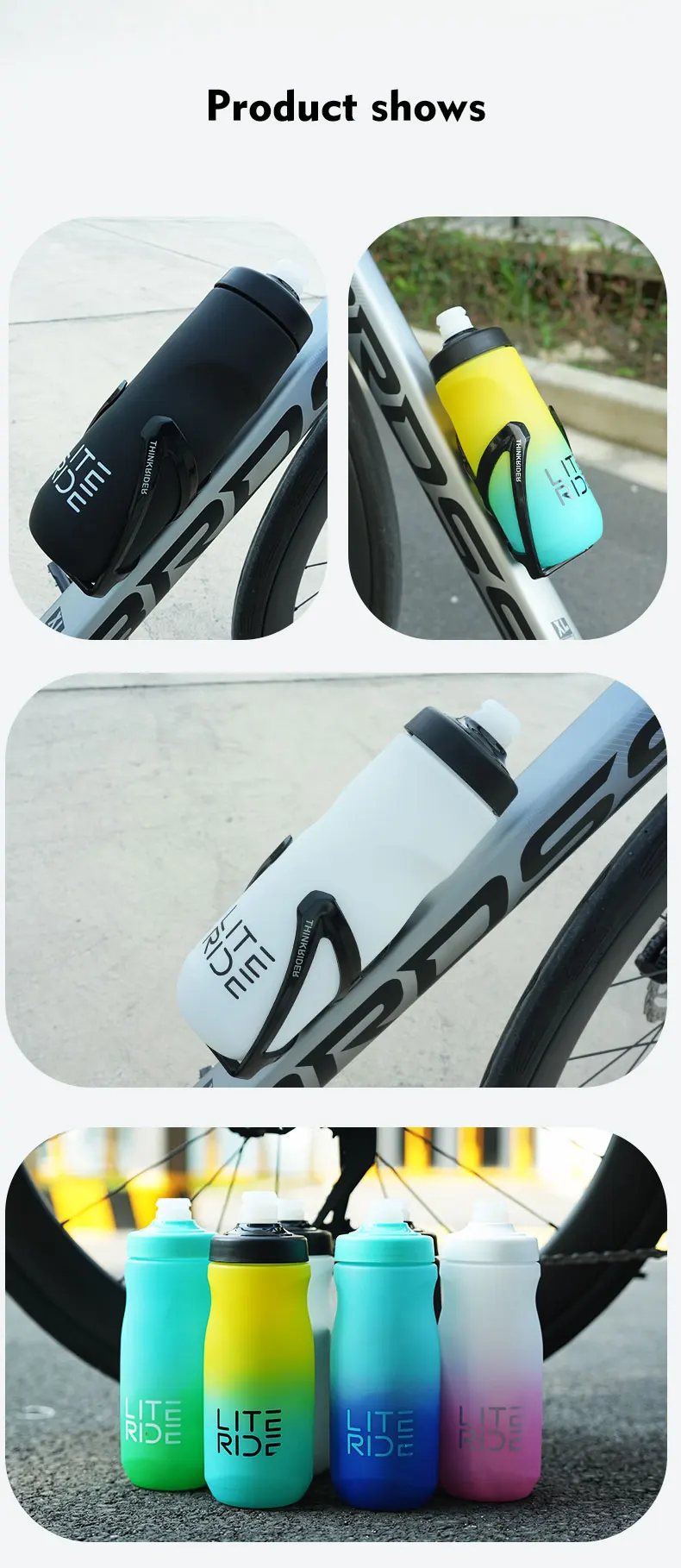 LITERIDE 610 ml/710 ml Fahrradflasche MTB Rennrad Wasserflasche Outdoor Sport Kunststoff Tragbare Große Kapazität Getränk Radfahren – Detail 13