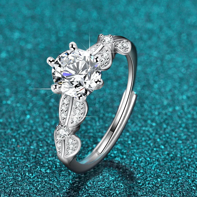 High quality 925 sterling silver Moissanite Ladies Luxury Jewelry Princess Exquisite Ring Christmas Valentine gift