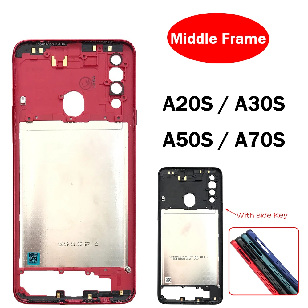 

20Pcs/lots Middle Frame For Samsung Galaxy A20S A30S A50S A70S Original Phone Housing Center Classic Cover With Side Buttons