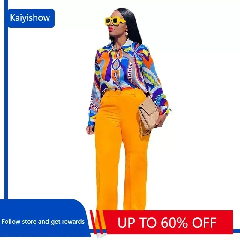 

Элегантная Осенняя африканская одежда для женщин, комплект из 2 предметов, Африканский Топ с длинным рукавом и V-образным вырезом и брюки с принтом, африканская одежда Дашики