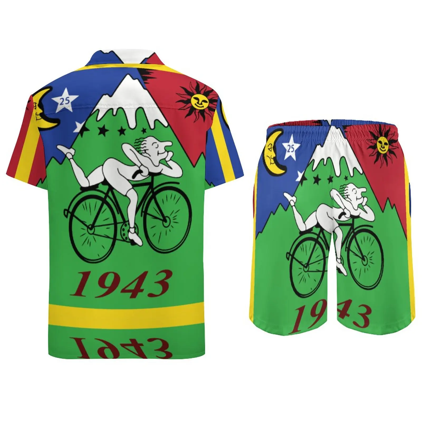 Albert Hoffman Bicycle Day Men Sets 1943 Cycle Trip Acid Day Casual Shorts Summer Short Sleeve Novelty Fitness Outdoor Shirt Set 3