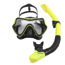 Professional Unisex Snorkeling and Diving Set with Mask and Tube (Black Yellow)