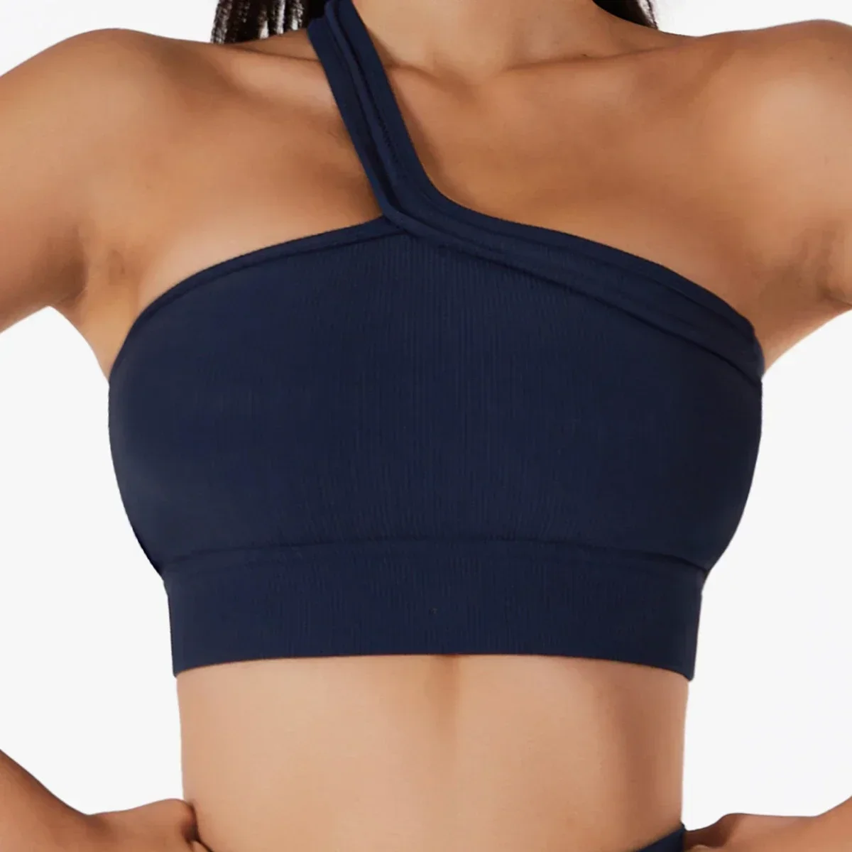 Women Yoga Sport Bras One Shoulder Sports Underwear High Strength Support No Wire Crop Top women sports bra
