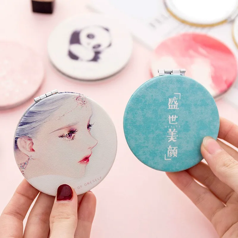 

CSHOU312 Fashion Cartoon Anti-fall Portable Small Mirror Cute Girls Makeup Mirror Pocket Mirror for Beauty Tools Mini Mirror