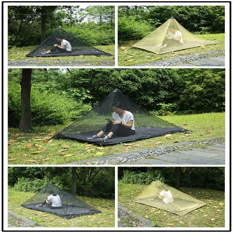 Outdoor Mosquito Nets Hiking Fishing Garden Balcony Camping Triangle Lightweight Portable Tent Mosquito Net Inner Tent Netting
