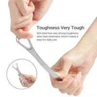 1/2/4 Pcs Reusable Stainless Steel Useful Tongue Scraper Cleaner Fresh Breath Cleaning Coated Tongue Oral Hygiene Care Tools 6