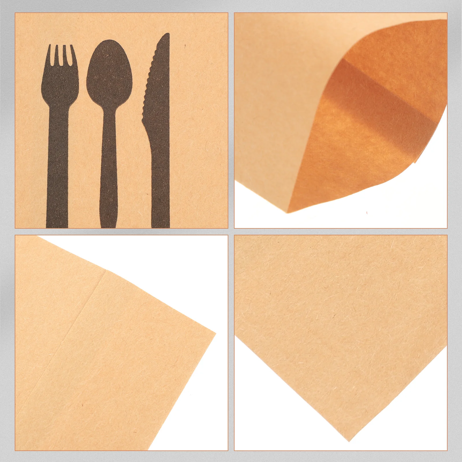 100 Pcs Christmas Kraft Paper Cutlery Set Dinner Party Napkins Tableware Bags Storage Pouches 3