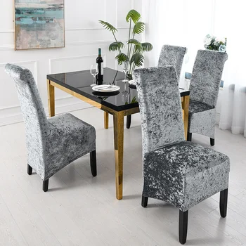 Fodera per sedia da pranzo in velluto Confezione completa Elastica Home Hotel Ristorante Banchetto Coprisedile per sedia in tinta unita Protezione per mobili 1