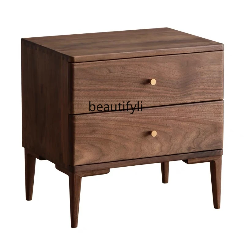 

Nordic Modern Bedside Table Black Walnut Bedroom Bedside Cabinet New Chinese Style Drawer Side Cabinet Simple Solid Wood Locker
