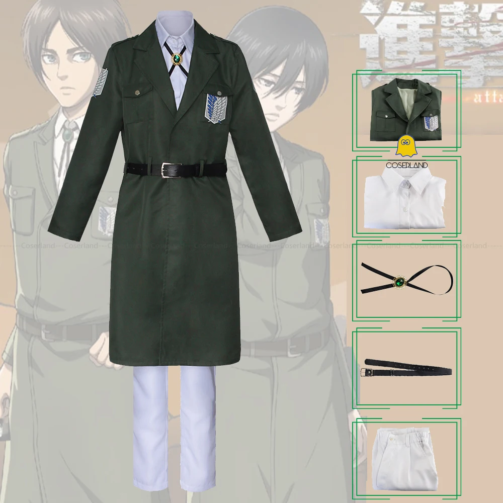 

Anime aot Season 4 Cosplay Costume Levi Ackerman Trench Attack on Titan Wigs Mikasa Shingeki No Kyojin Hange Sasha Eren Outfit