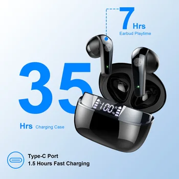 Wireless Earbuds, Bluetooth 5.3 Headphones In Ear with Dual Mic, 35H Wireless Earphones Sport with ENC Noise Canceling Mic. 4