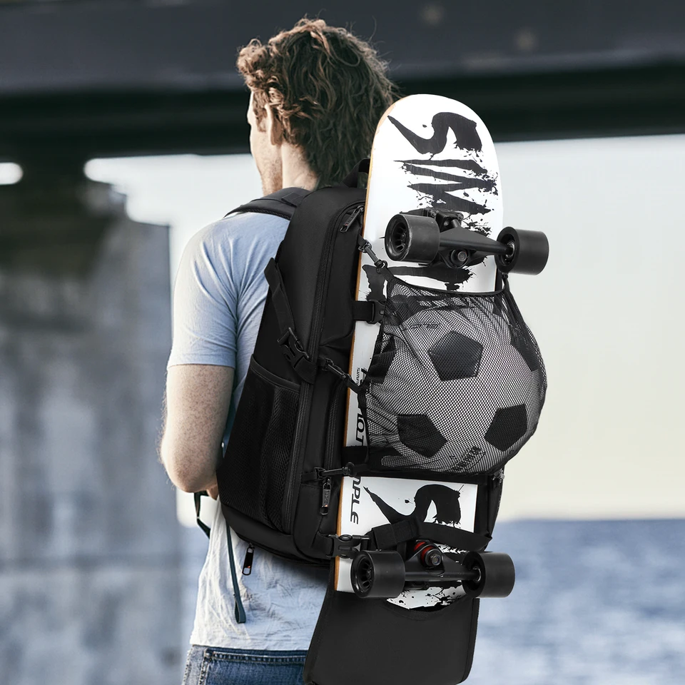 YH&GS Skateboard Backpack with USB Charging Port Multifunctional