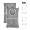 2-Piece Hanging Laundry Basket Bag With Adjustable Stainless Steel Door Hook For Storing Dirty Clothes And Saving Space 1