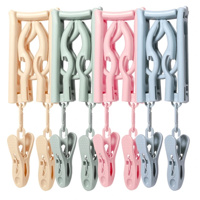 

Folding Hanger Non-Slip Portable Travel Clothes Hanger Clothespin with Clips