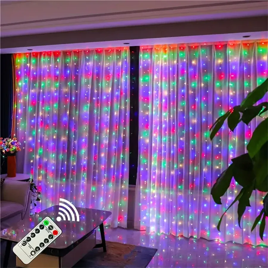 thumbnail image 1 of Guirnalda de luces LED con USB para decoración de Año Nuevo 2025, bodas, fiestas de Halloween, Navidad, hogar, patio, cortina, 1 of 5