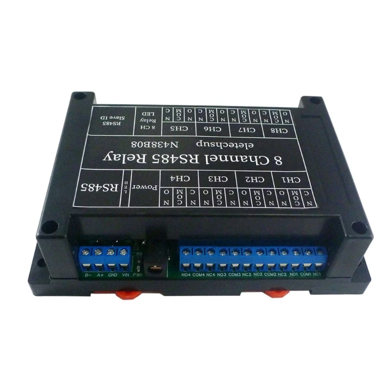 

RS485 Relay N438B08 12VDC 8CH PC UART Serial Port Switch for PLC Camera Industrial Control System