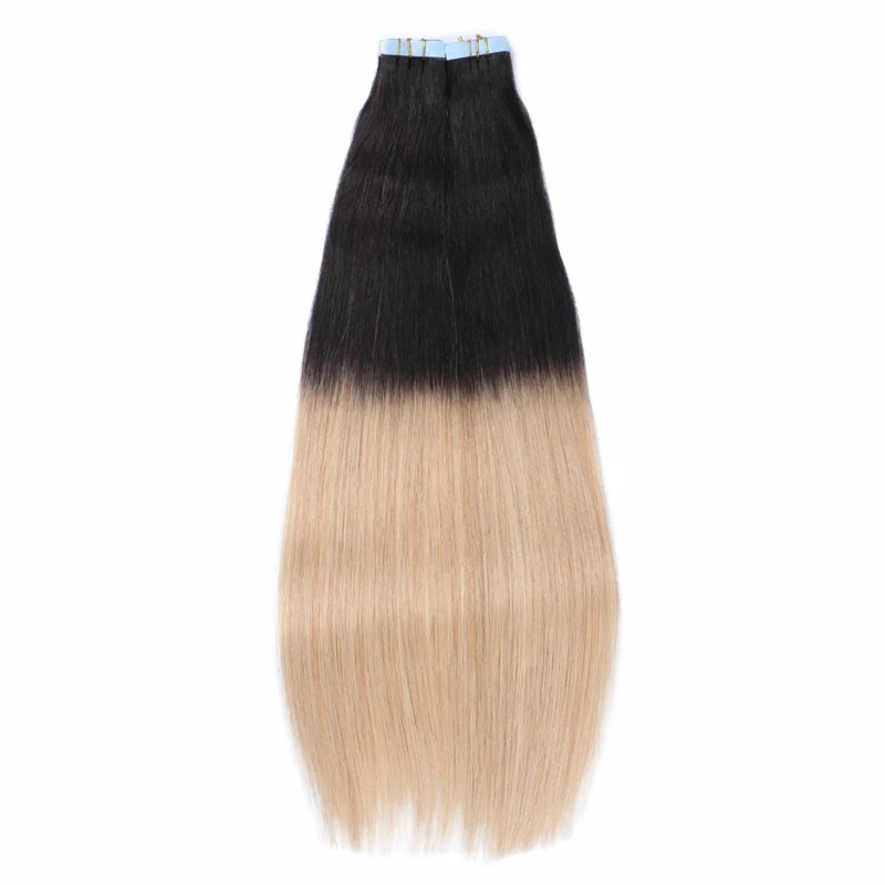 Ombre Straight T1B/613 Tape In Human Hair Extensions 28inch European Remy Double Sided Adhesive Skin Weft Virgin Hair Extensions