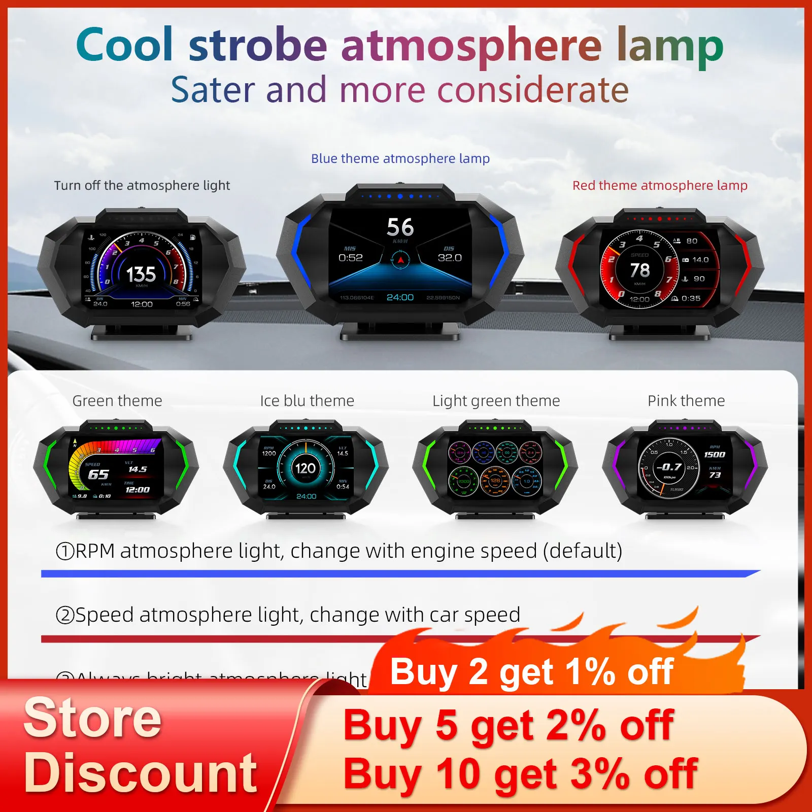 ֽ º ǻ HUD OBD2  ÷, GPS ӵ, 12 ̽ ÷, ͺ ð µ OBD ĳ , P24