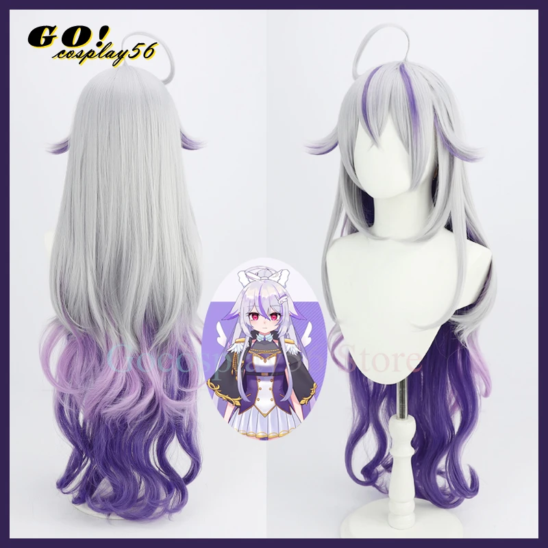 

Vtuber Nanase Unia Cosplay Wig 3 Layers Color Grey Gray Purple 90cm Long Curly Hair Roleplay Headwear