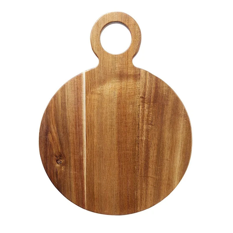 

Acacia Wood Cutting Board with Handle Wooden Chopping Board Round Paddle Cutting Board for Meat Bread Serving Board Charcuterie