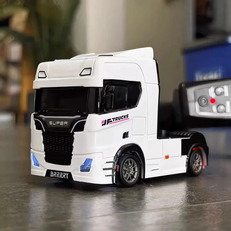 RC Car Head Mini 1/43 Remote Control Tractor Truck Semi-trailer Desktop Trailer Truck with Light and Sound Tractor Toys Boys