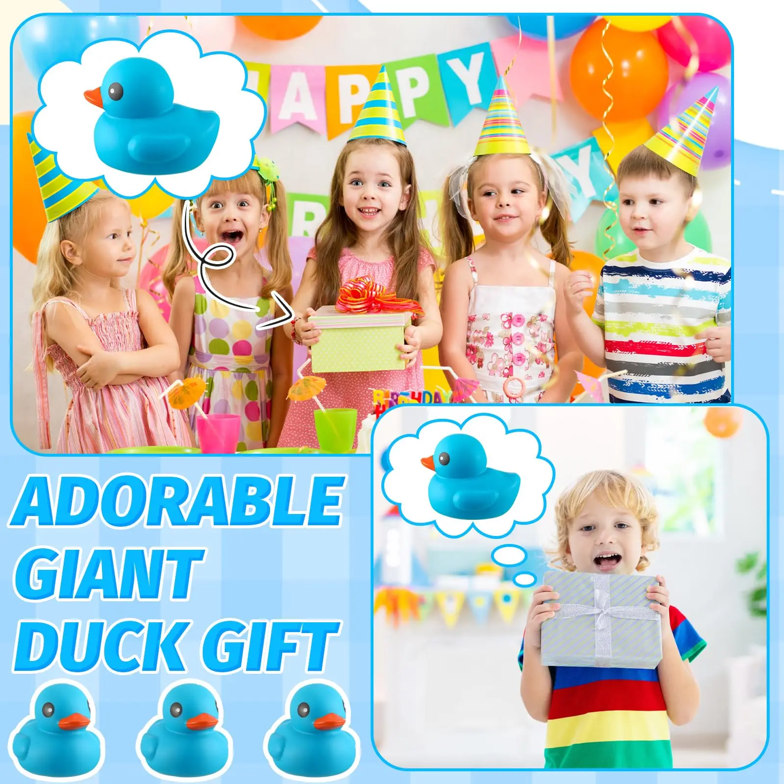 5 Inches Large Rubber Ducks Bulk Large Duck Toy Squeak Rubber Duckie Floating Bath Toy Duck for Birthday Party Decoration Gift 6