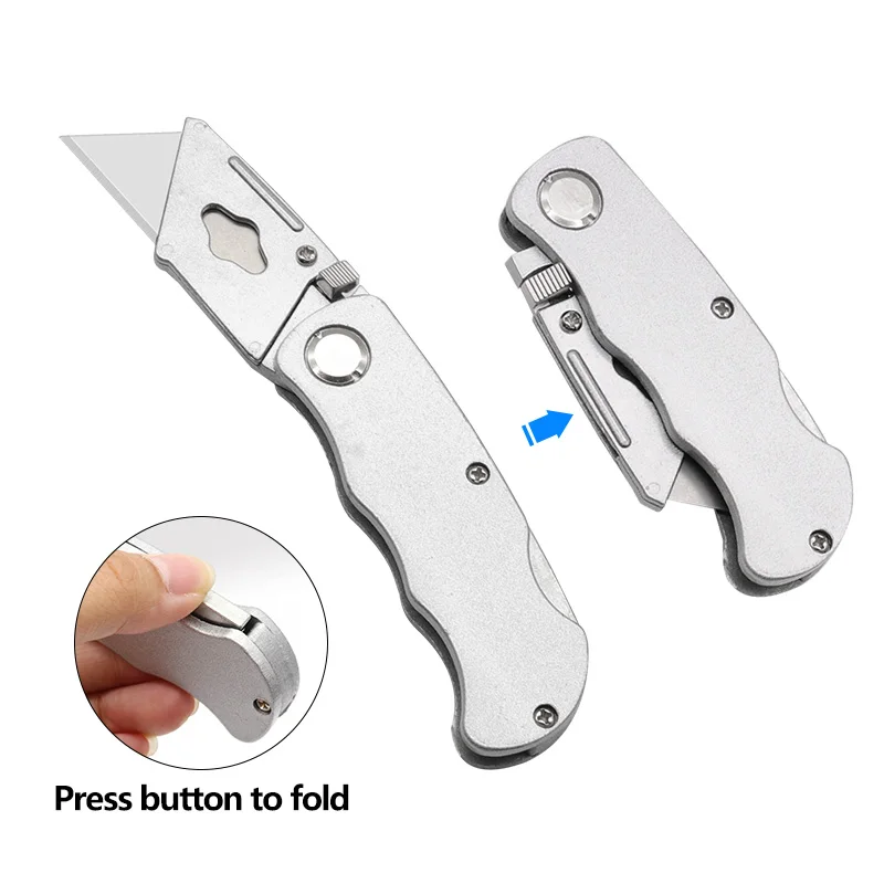 Pocket Folding Aluminum Alloy Box Cutter Utility Knife with Belt