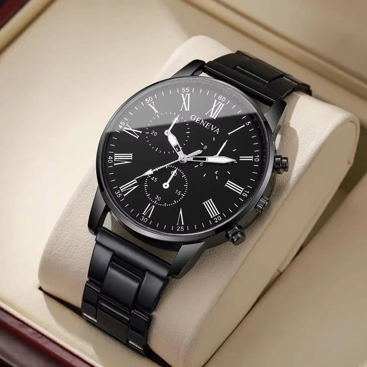 Mens Business Watches Fashion Quartz Wrist Watch for Man Black Clock Reloj Hombre（Without Box） - 2