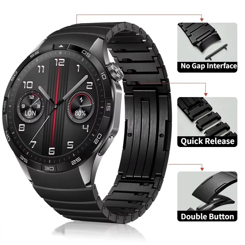 Stainless Steel Replaceable Smart Watch Band for Huawei Watch GT4 46mm - Original Metal Strap Design