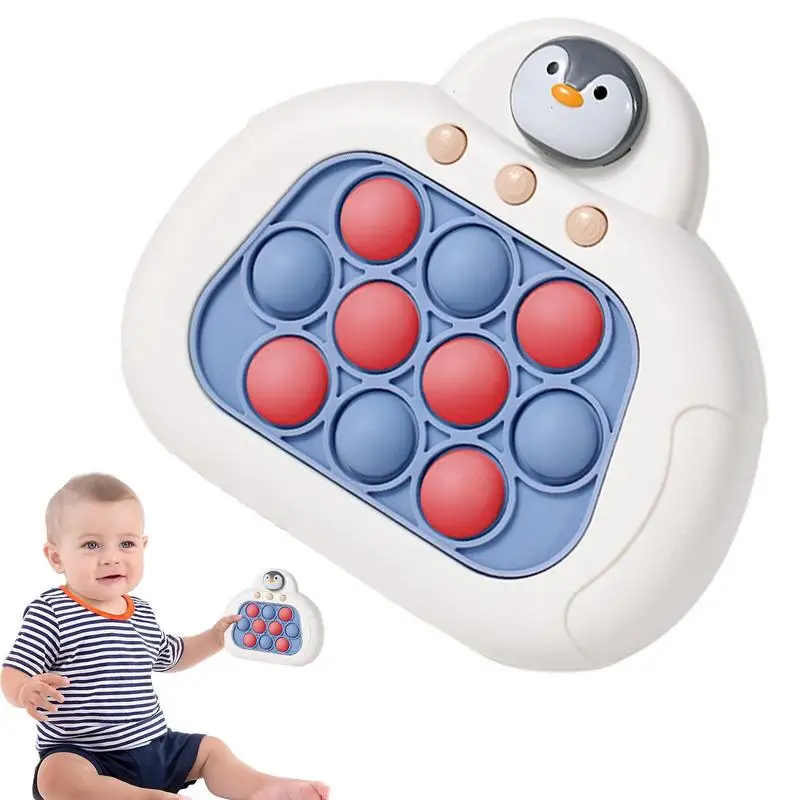 4 Game Modes Quick Push Game Consoles Press Bubble Game With Cartoon Animal Handle Squeeze Montessori Toy Kids Quick Push quick push bubble toy light up cartoon rabbit push bubble game handheld sensory fidget toy for kids adults 4 modes stress relief