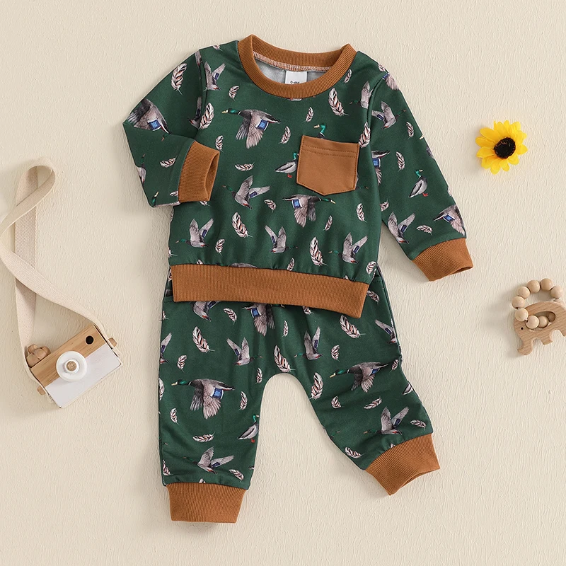 Adorable Toddler Duck Costume Cozy Sweatshirt and Pants Set with Elastic Waistband and Pockets for Baby Boys
