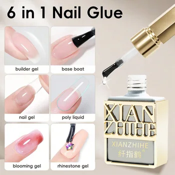 6 in 1 gel per unghie smalto base gel gel di estensione per unghie acriliche punte per unghie finte, top coat gel acquerello per nail art fai da te