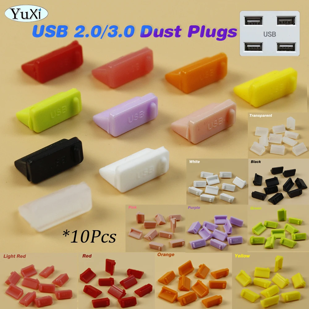 

10Pcs Silicone DustPlugs For USB 2.0 3.0 Port Dustproof Standard DustPlugs Charger Port Cover Cap For PC Notebook Laptop