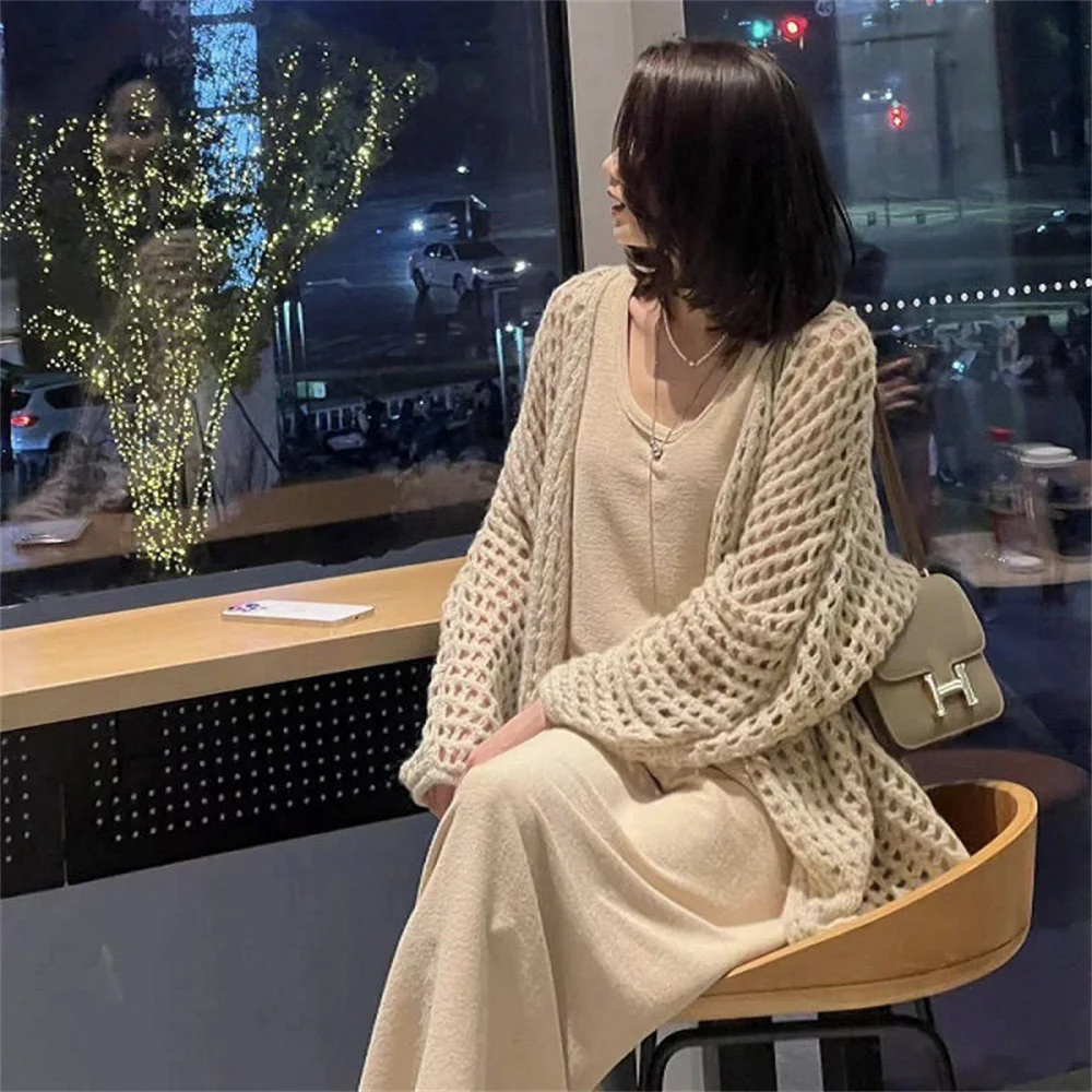 

Hollow-knit cardigan women plus size lazy wind thin coat coat sunscreen clothing women's fashion outside the air conditioning sh