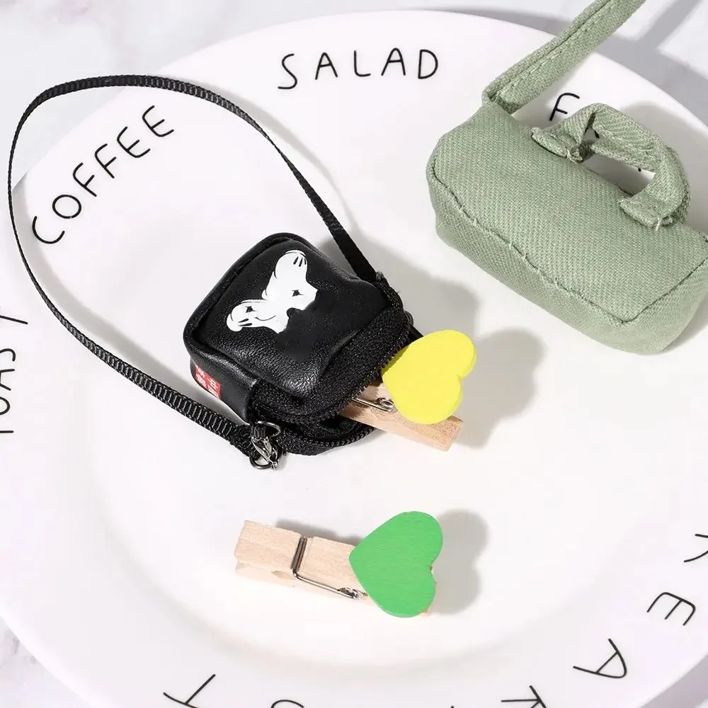 Shopping Handbag Miniature PU Leather Bag Mini DIY Leather Handbag Purse Black 17cm Bag Accessories