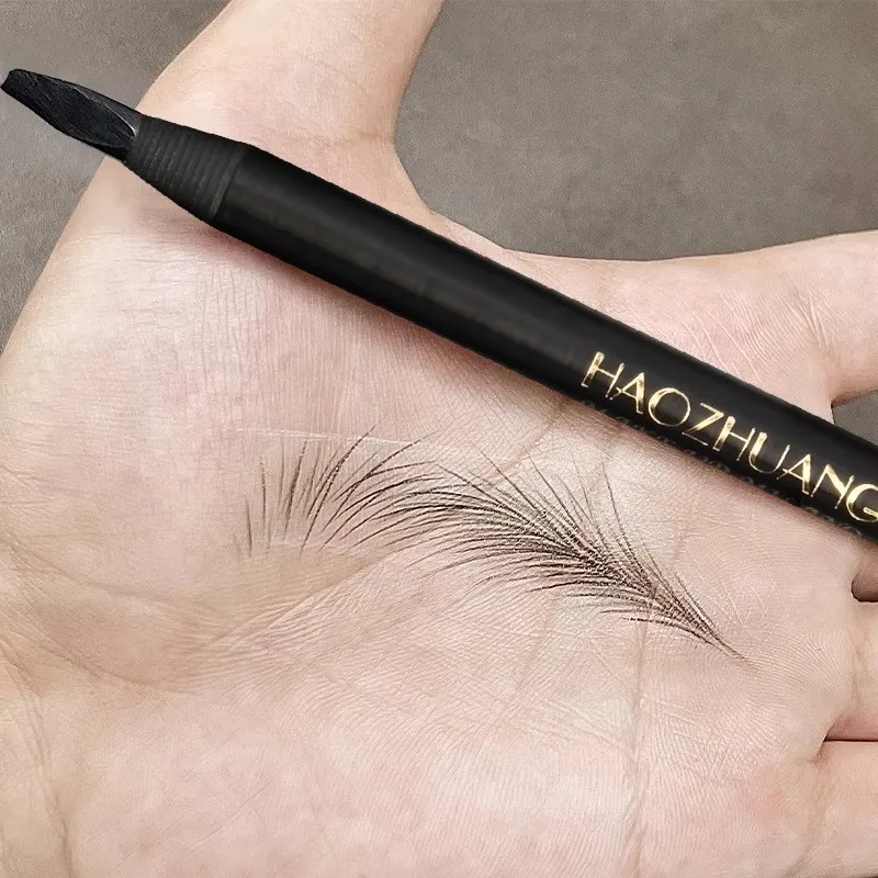 High quality HAOZHUANG pull eyebrow pencil black leather makeup wild line eyebrow pencil hard core flat head pen White pen 3